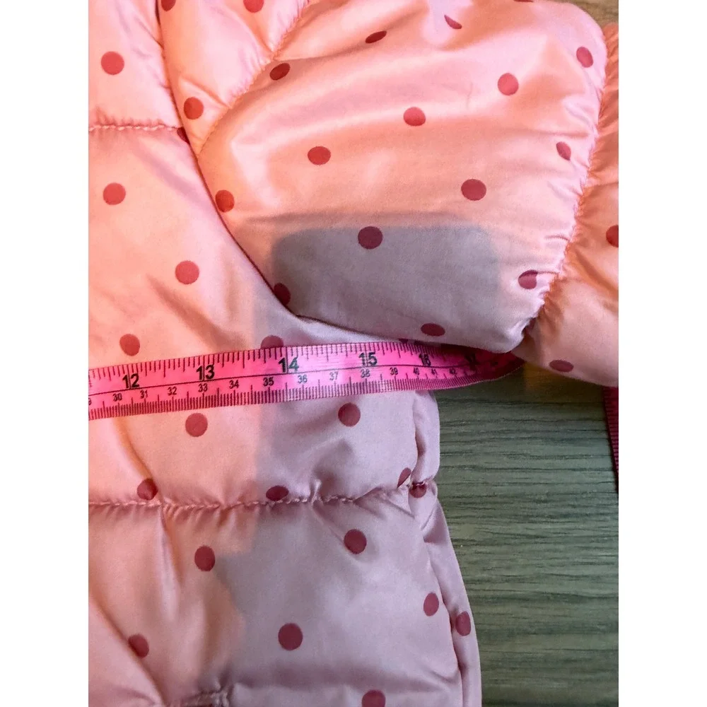OshKosh Bgosh Girls Pink Polka Dot Puffer Jacket Sherpa Hood Size M 5-6